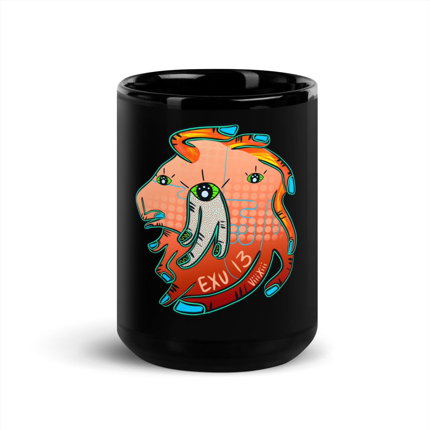 LEO Black Glossy Mug