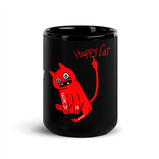 HAPPYCAT LOGO Black Glossy Mug