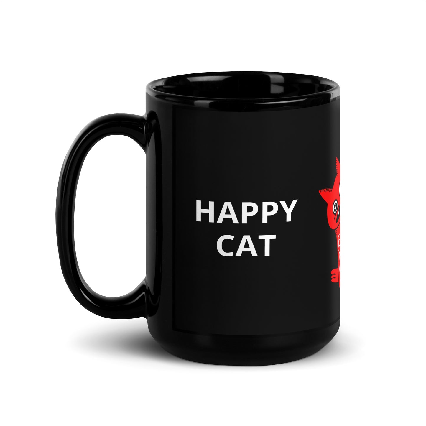 HAPPYCAT LOGO Black Glossy Mug