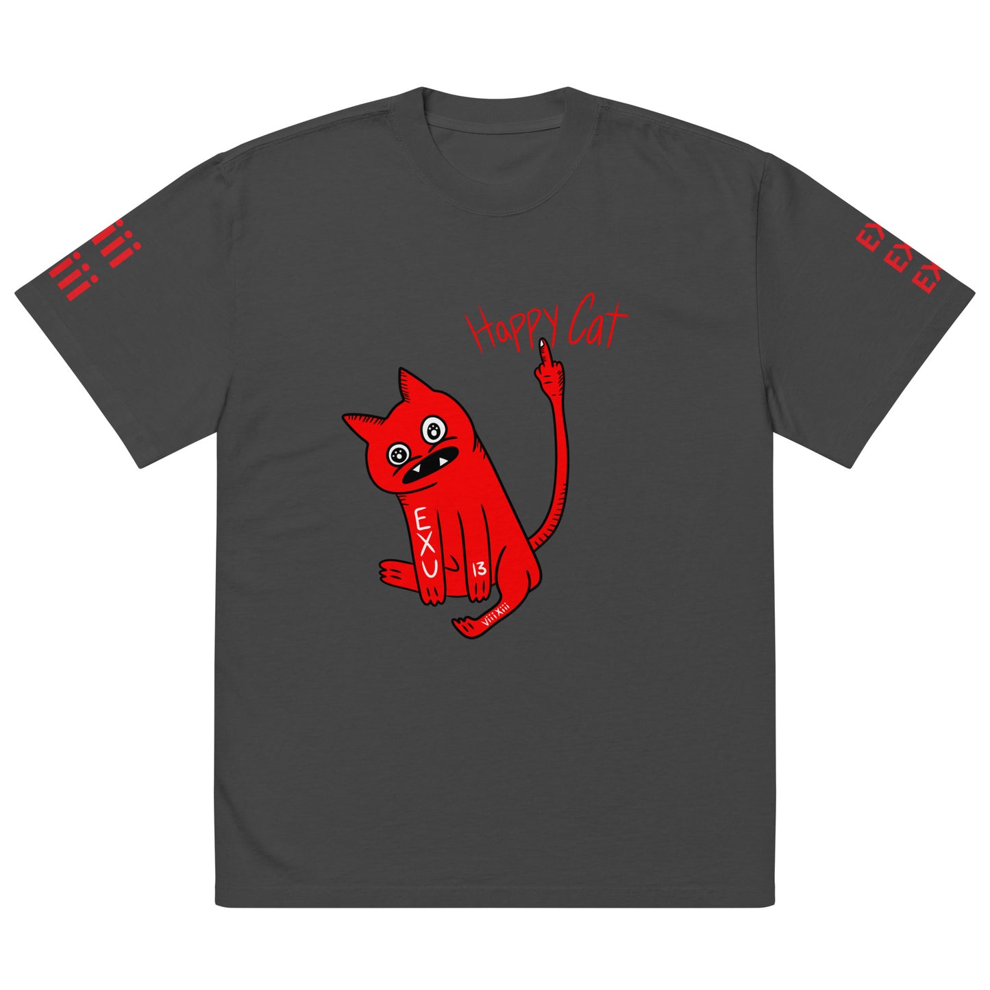 HAPPYCAT LOGO Unisex Oversized Faded T-Shirt