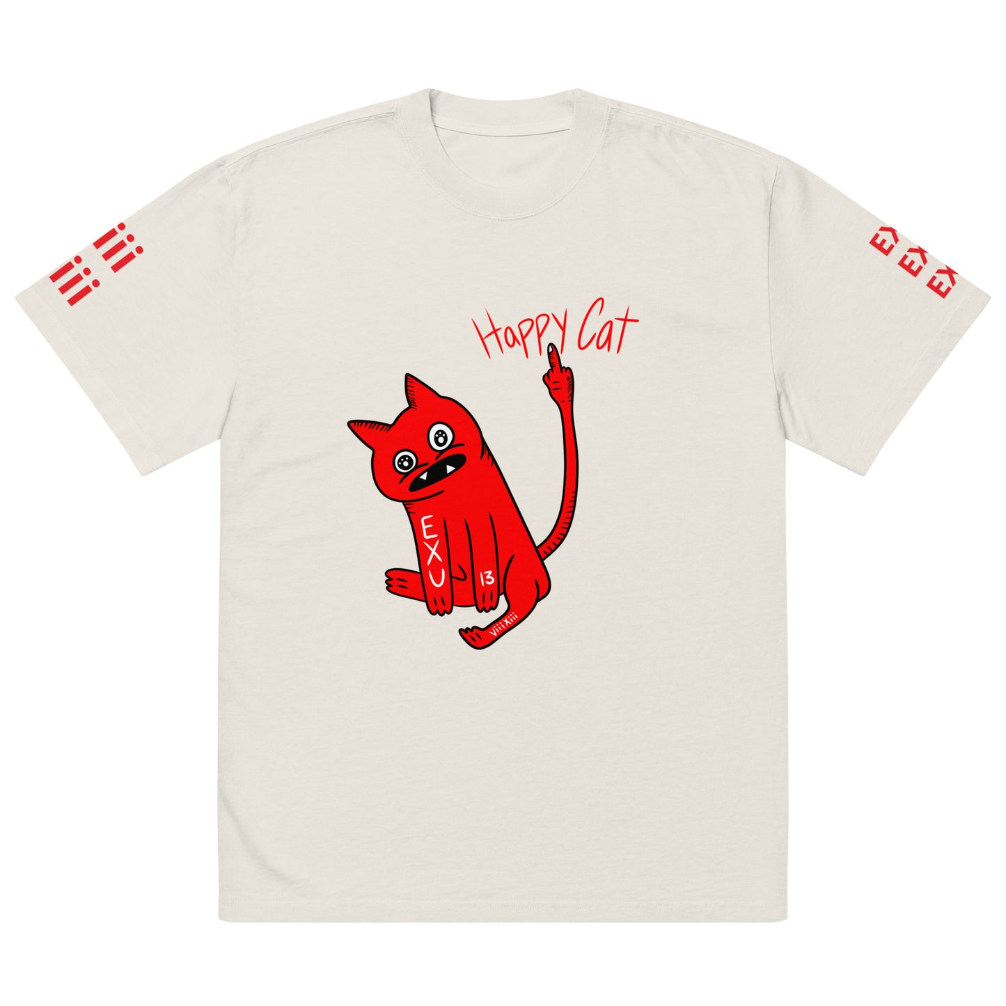 HAPPYCAT LOGO Unisex Oversized Faded T-Shirt